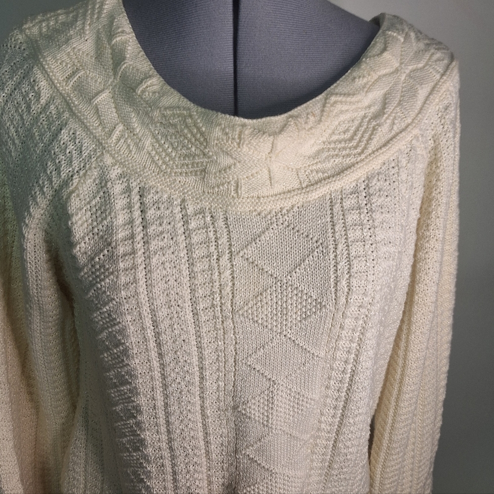 Ralph Lauren Cream Cable Scoop-Neck Sweater Size Med /Lg